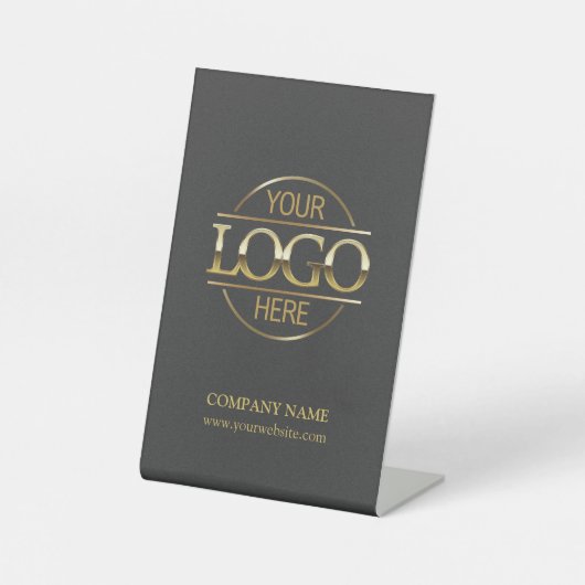 ミニマリスト企業のグレイ会社のロゴ 台座サイン (正面)