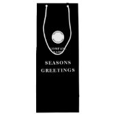 ミニマリスト企業ロゴ名 メリークリスマス ブラック ワインギフトバッグ (裏面)