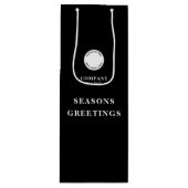 ミニマリスト企業ロゴ名 メリークリスマス ブラック ワインギフトバッグ (正面)