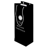 ミニマリスト会社ロゴ名メリークリスマスブラック ワインギフトバッグ (裏面アングル)