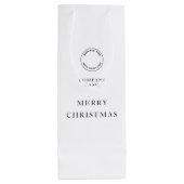 ミニマリスト会社ロゴ名メリークリスマスホワイト ワインギフトバッグ (裏面)
