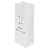 ミニマリスト会社ロゴ名メリークリスマスホワイト ワインギフトバッグ (正面アングル)