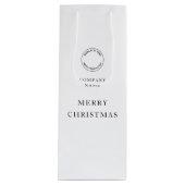 ミニマリスト会社ロゴ名メリークリスマスホワイト ワインギフトバッグ (正面)