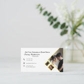 ミニマリスト会社ロゴQRコードフォトグラファー白 名刺 (スタンド正面)