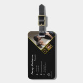 ミニマリスト会社ロゴQRコードフォトグラファー ラゲッジタグ (正面縦)