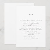 ミニマリスト伝統的モノグラム結婚タイポグラフィ 招待状 (正面/裏面)