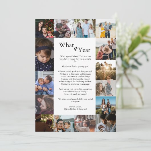 ミニマリスト何A年の写真コラージクリスマス シーズンカード (スタンド正面)