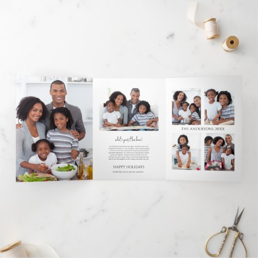 ミニマリスト何A年3つ折ホリデーカード 三つ折り招待状 (内部)