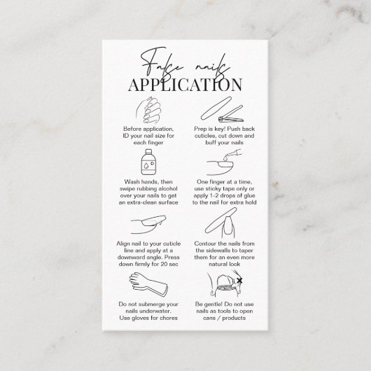 ミニマリスト偽爪、 ネイル気におよびアプリケーションガイド 名刺 (正面)