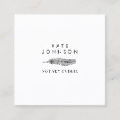 ミニマリスト公証人署名エージェントの羽毛クイルのロゴ スクエア名刺 (正面)