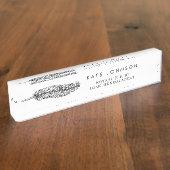 ミニマリスト公証人署名エージェントの羽毛クイルのロゴ デスクネームプレート (側面)