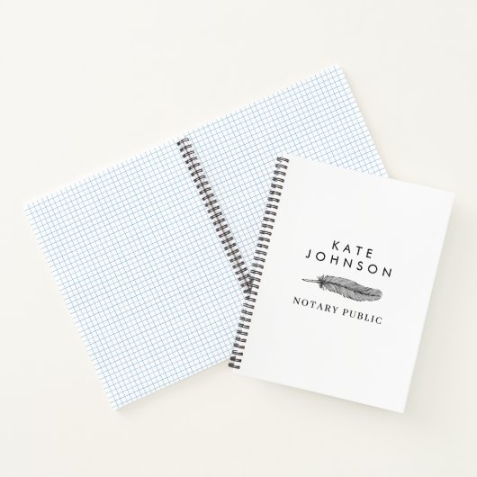 ミニマリスト公証人署名エージェントの羽毛クイルのロゴ ノートブック (内部)