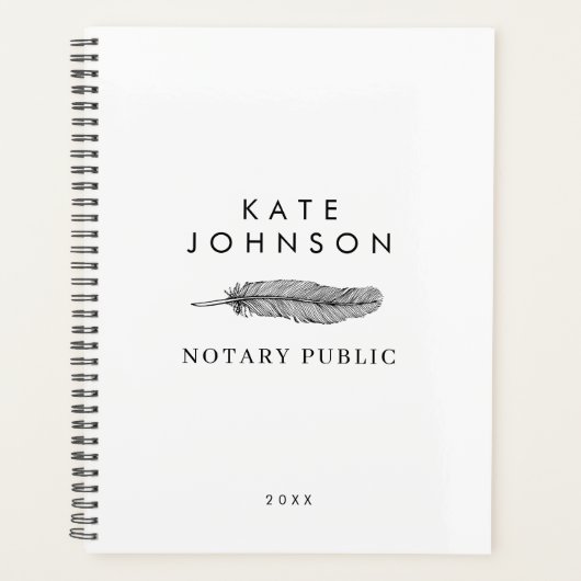 ミニマリスト公証人署名エージェントの羽毛クイルのロゴ プランナー手帳 (正面)