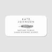 ミニマリスト公証人署名エージェントの羽毛クイルのロゴ 名札 (正面)