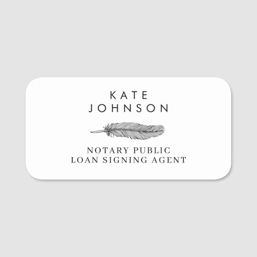 ミニマリスト公証人署名エージェントの羽毛クイルのロゴ 名札 (正面)