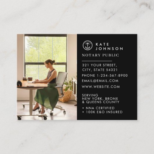 ミニマリスト公証人署名エージェントカスタムロゴの写真 名刺 (正面)