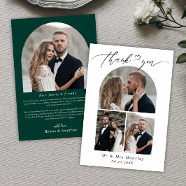 ミニマリスト写真アーチエメラルドグリーン結婚ズ サンキューカード