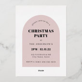 ミニマリスト写真アーチピンククリスマス実在パーティー 箔招待状 (裏面)