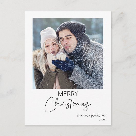 ミニマリスト写真カードメリークリスマスクリスマス ポストカード (正面)
