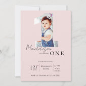ミニマリスト写真キッズファーストエレガントバースデーパーティー 招待状 (正面)