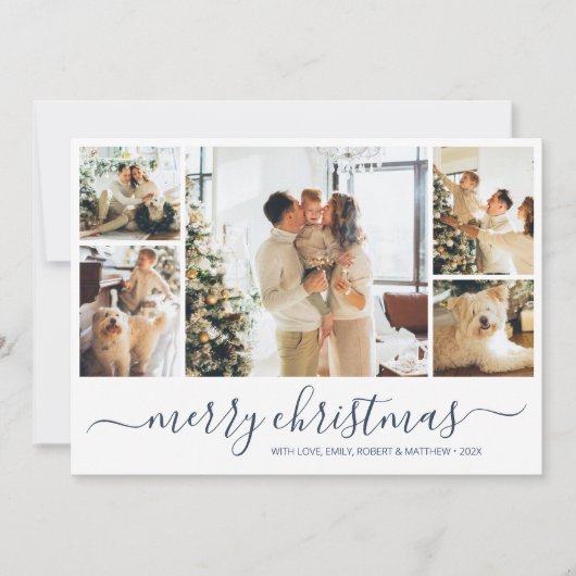 ミニマリスト写真コラージクリスマスホリデーカード 招待状 (正面)