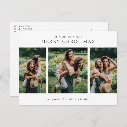 ミニマリスト写真コラージュモダンクリスマス シーズンポストカード (正面/裏面)