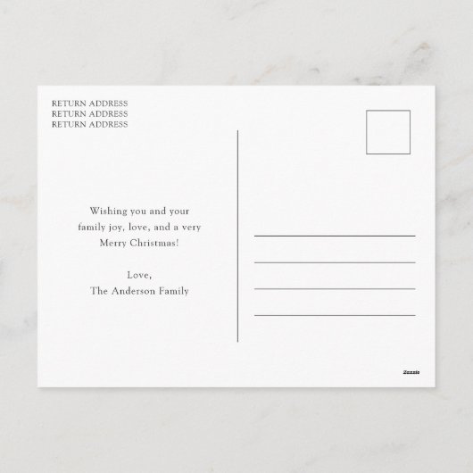 ミニマリスト写真コラージュモダンクリスマス シーズンポストカード (裏面)