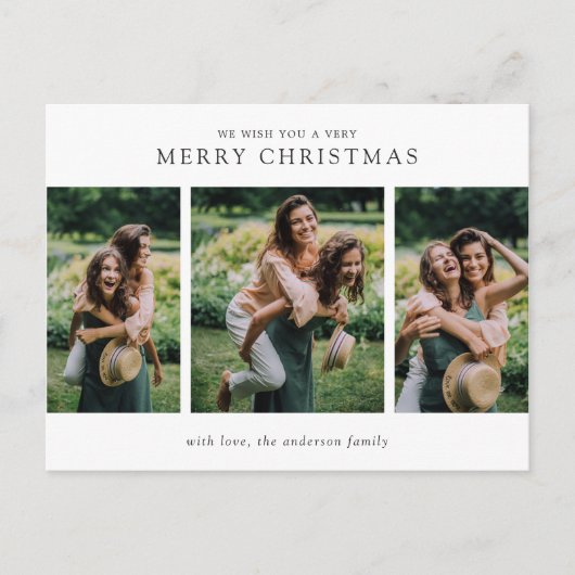 ミニマリスト写真コラージュモダンクリスマス シーズンポストカード (正面)