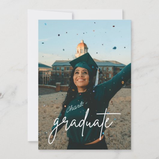 ミニマリスト写真コラージュ卒業パーティー 招待状 (正面)