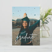 ミニマリスト写真コラージュ卒業パーティー 招待状 (スタンド正面)