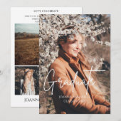 ミニマリスト写真コラージュ卒業パーティ 招待状 (正面/裏面)