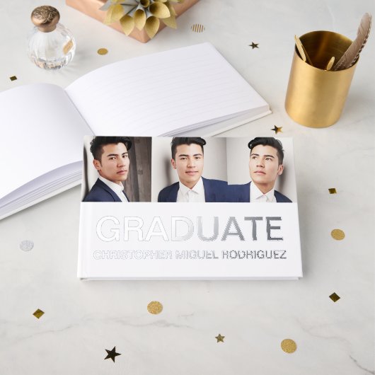 ミニマリスト写真コラージュ卒業 ゲストブック (正面見開き)