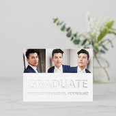 ミニマリスト写真コラージュ卒業 箔招待状ポストカード (立ち正面)