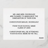 ミニマリスト写真コラージュ卒業 箔招待状ポストカード (裏面)