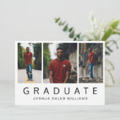 ミニマリスト写真コラージュ男の卒業パーティー 招待状 (スタンド正面)