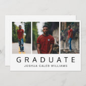 ミニマリスト写真コラージュ男の卒業パーティー 招待状 (正面/裏面)