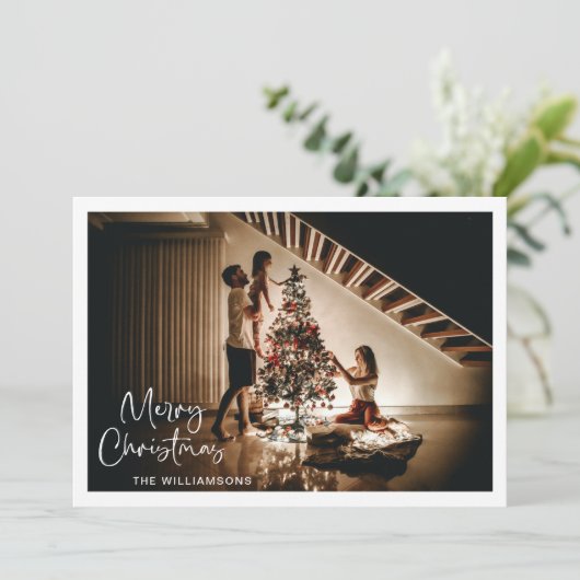 ミニマリスト写真スクリプト手書きクリスマス シーズンカード (スタンド正面)