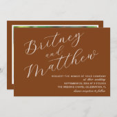 ミニマリスト写真テラコッタスクリプ結婚ト 招待状 (正面/裏面)