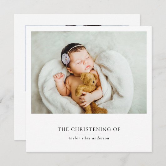 ミニマリスト写真バプテスマ《キリスト教》洗礼式や命名式 サンキューカード (正面/裏面)