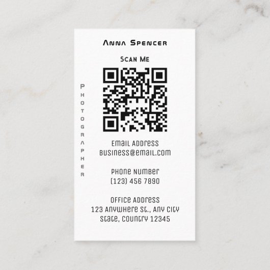 ミニマリスト写真フルフォトシンプルビジネス 名刺 (裏面)