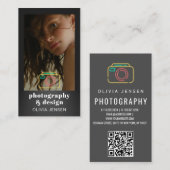 ミニマリスト写真フルフォトシンプルフォトQRコード 名刺 (正面/裏面)