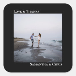ミニマリスト写真ブラックラヴ感謝してい&結婚ズ スクエアシール
