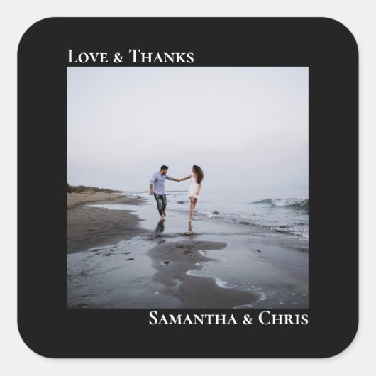 ミニマリスト写真ブラックラヴ感謝してい&結婚ズ スクエアシール (正面)