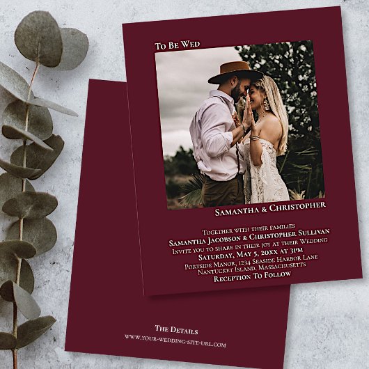 ミニマリスト写真ブルゴーニュBUDGET結婚式の招待