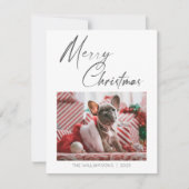 ミニマリスト写真メリークリスマススクリプトペットドッグ シーズンカード (正面)