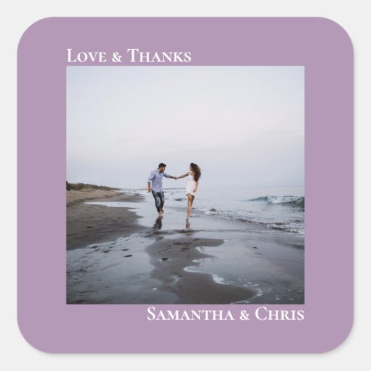 ミニマリスト写真ラベンダーラヴ感謝していィーズ スクエアシール (正面)