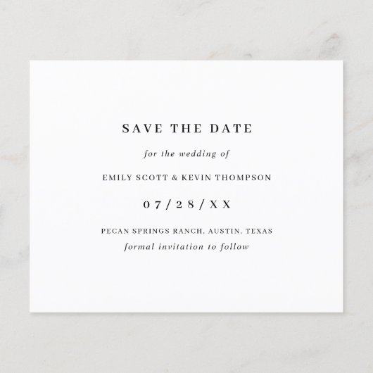 ミニマリスト写真予算結婚式の日付を保存 チラシ (裏面)