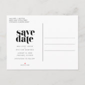 ミニマリスト写真予算結婚式の日付を保存 案内ポストカード (裏面)