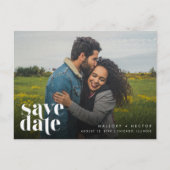 ミニマリスト写真予算結婚式の日付を保存 案内ポストカード (正面)