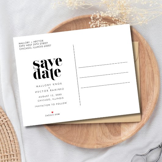 ミニマリスト写真予算結婚式の日付を保存 案内ポストカード